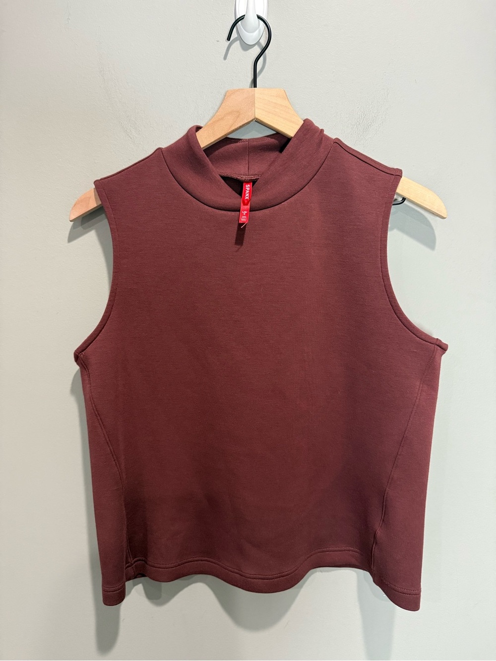 SPANX Burgundy Sleeveless Mock Neck Modal Top Size Large